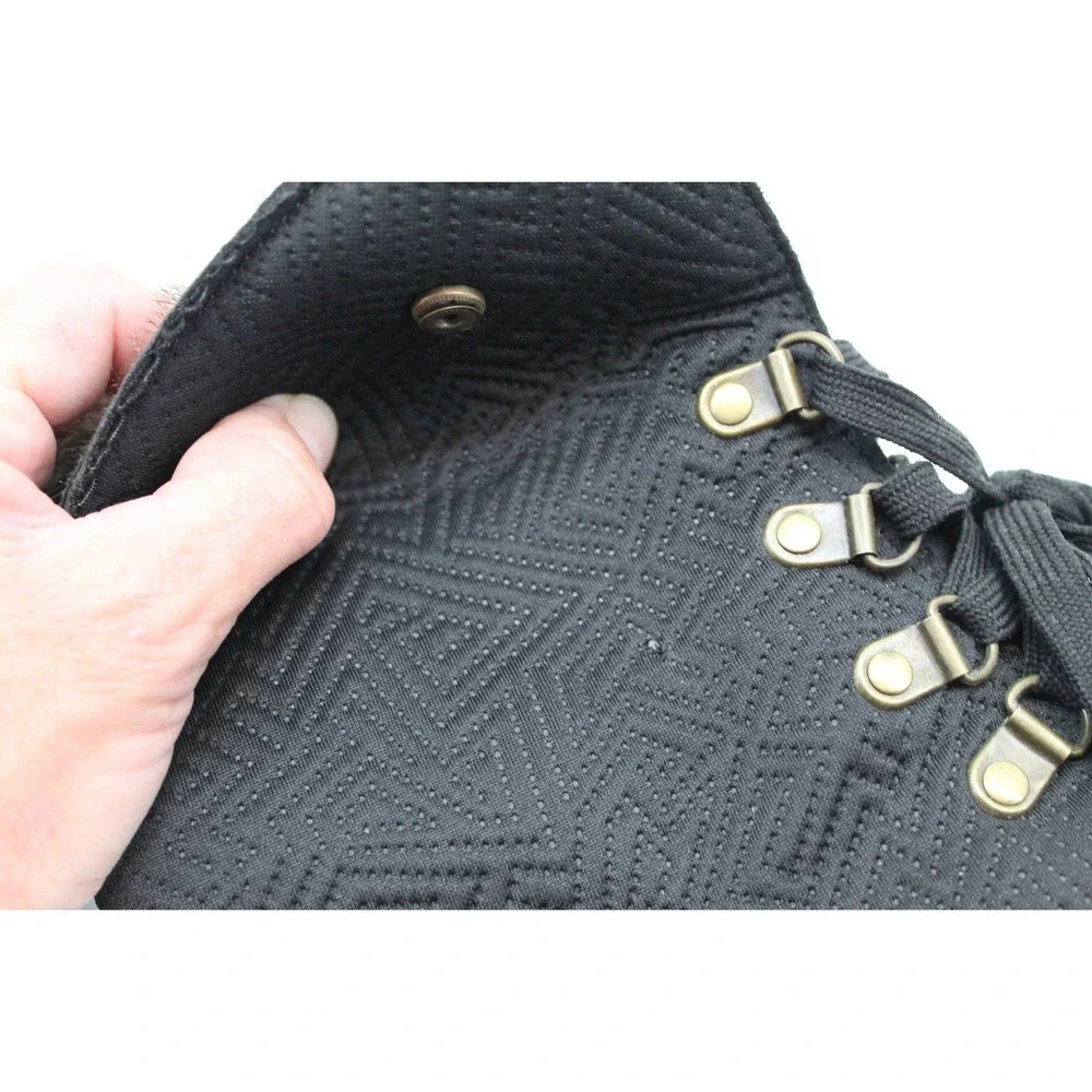 JustFab Ghita Black Duck Boots Faux Fur Trim Lace Up Winter Snow Boots SZ 9 FLAW